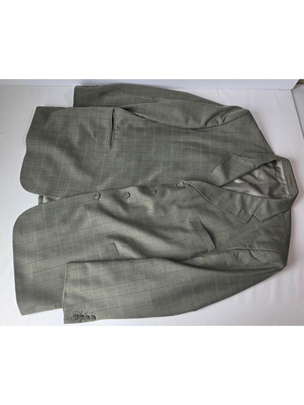 Zandello Mens Suit Jacket Blazer 52R Gray Windowpane Sport Coat Big Tall